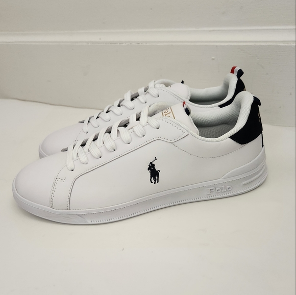 NEW Polo Ralph Lauren Heritage Court II White Leather Synthetic Sneaker Mens 9.5 - Picture 2 of 14